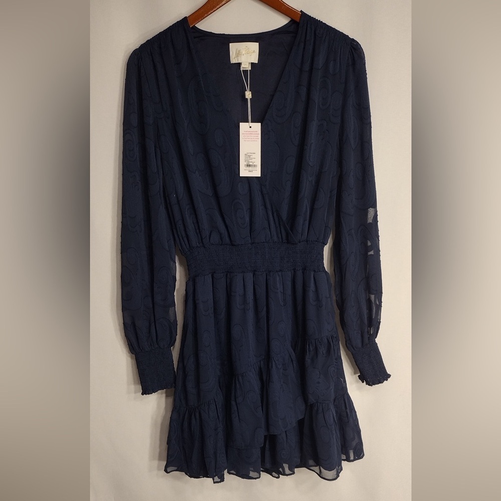 Lily pulitzer Elegante Navy Blue Dress size 10 brand new w tags